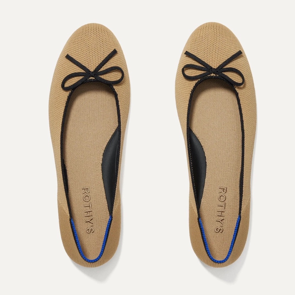 Rothy’s The Ballet Flat in Beige and Black New!